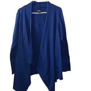 Simply Emma Womens Plus Size 1X Blue Open Front Cardigan Sweater